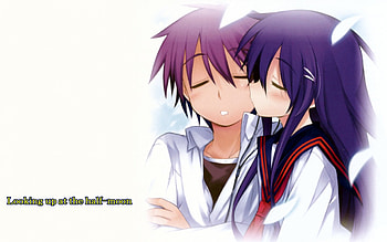 Anime Couple, Ezaki, Hanbun no Tsuki ga Noboru Sora, Rika, Anime, Yuuichi, Rika Akiba, Yuuichi Ezaki, Akiba, Couple HD wallpaper