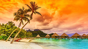 Beach sunset , Bora Bora, Relaxing vibes, Tranquil scene HD wallpaper