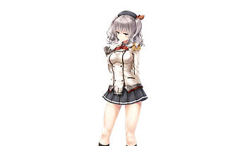 Hot, kantai, white hair, kashima HD wallpaper
