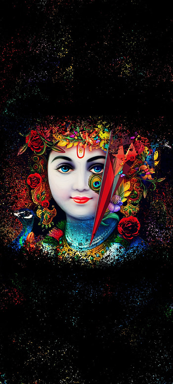 Krishna UX, eye, head, hindu, god, colorful HD phone wallpaper