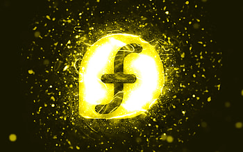 Fedora yellow logo, , yellow neon lights, creative, yellow abstract background, Fedora logo, Linux, Fedora HD wallpaper