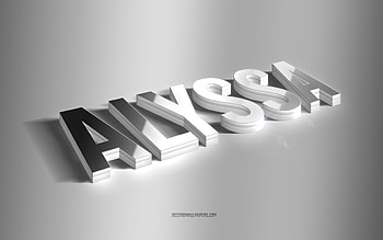 Alyssa, silver 3d art, gray background, with names, Alyssa name, Alyssa greeting card, 3d art, with Alyssa name HD wallpaper