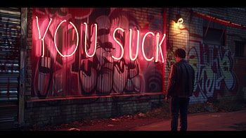 Humorous Neon Sign - You Suck Urban Background, humor, funny, neon sign, Street Art HD wallpaper