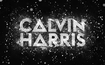 Calvin Harris white logo, , scottish DJs, white neon lights, creative, black abstract background, Adam Richard Wiles, Calvin Harris logo, music stars, Calvin Harris HD wallpaper