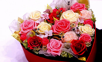 * Beautiful gift *, bouquet, roses, box, flowers, gift, lovely HD wallpaper
