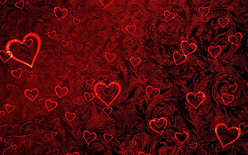 Hearts, background, dark red, pattern HD wallpaper