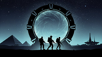 Stargate Vanguard — Nightfall ( ), Portal, Soldier, Pyramid, Science Fiction HD wallpaper