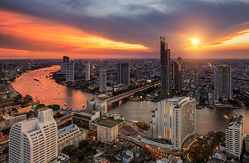 Bangkok Skyline, Sunset view, Thailand city, genic scenery HD wallpaper