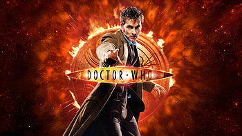The 10th Doctor, fire, suit, Sci Fi, red, David Tennant, TV Show, Doctor Who (2005) HD wallpaper