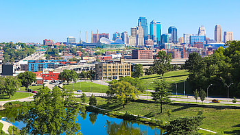 Kansas City Skyline, Aerial view of Kansas City, Urban panorama HD wallpaper