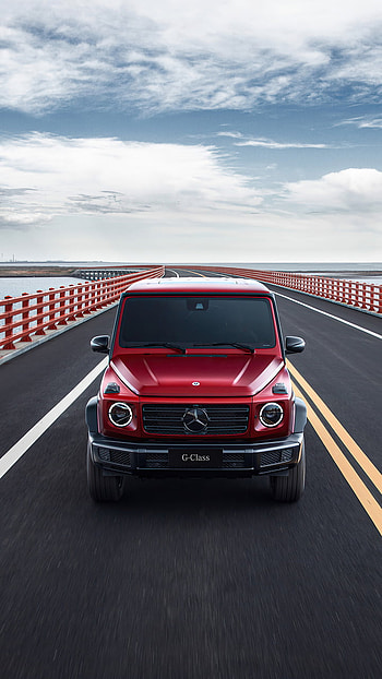 mercedes-benz, red, benz, G-Class, road, mercedes, g, black, class HD phone wallpaper
