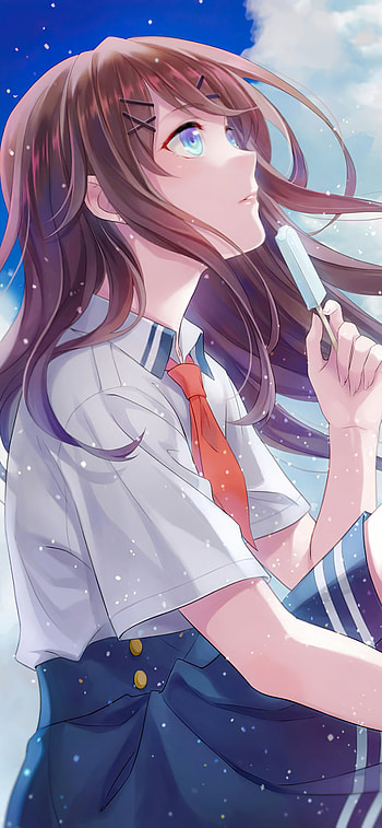 Breeze & Popsicle — Blue‑Eyed Anime Girl, blue eyes, Anime, girl, anime girl HD phone wallpaper