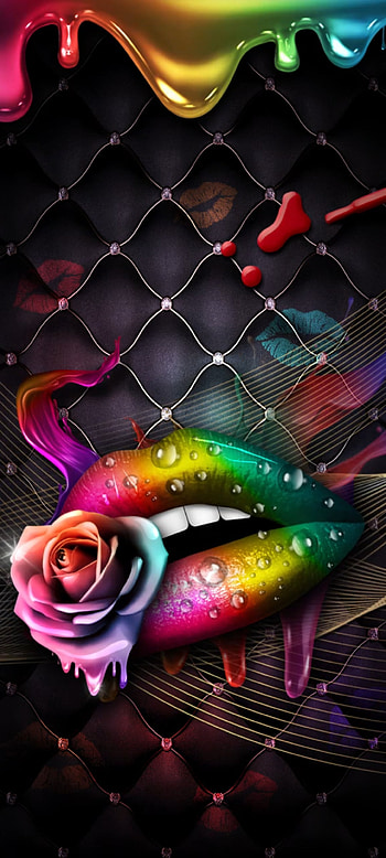 Shiny Colorful Lips, red, magenta, premium, rose HD phone wallpaper