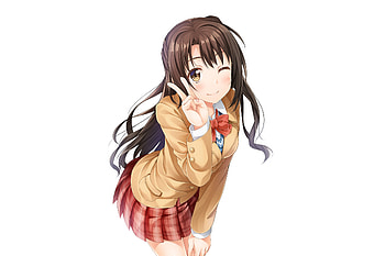 School dress, wink, Uzuki Shimamura HD wallpaper