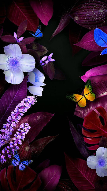 Flowers and Butterflies, colorful, butterfly, artistic, flower HD phone wallpaper