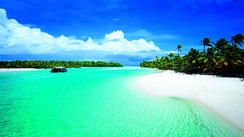 Lagoon passage, One Foot Island, Aitutaki, Polynesia HD wallpaper