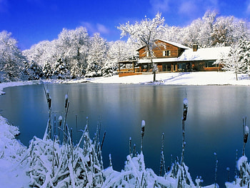 Landscape, Winter, Houses, Snow, Lakes HD wallpaper