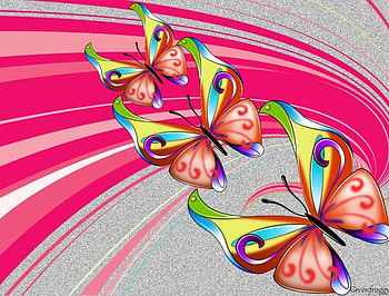 THREE BUTTERFLIES, THREE, CREATION, ABSTRACT, BUTTERFLIES HD wallpaper