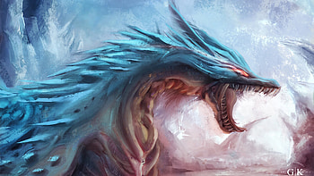 Ice Dake Dragon , dragon, artist, artwork, digital-art, artstation HD wallpaper