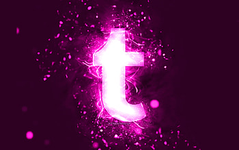 Tumblr purple logo, , purple neon lights, creative, purple abstract background, Tumblr logo, social network, Tumblr HD wallpaper