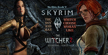 Skyrim Beauty Vs Witcher Beauty, Girl, The Skyrim, Wall, Beauty, The Witcher, New, My Project, Game HD wallpaper