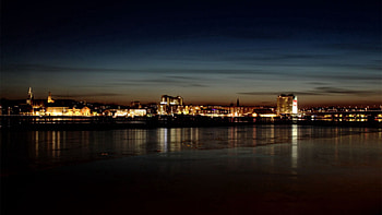 Cities, Rivers, Night, City, Shore, Bank, Shine, Light HD wallpaper