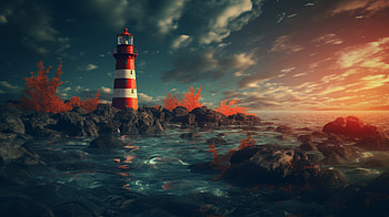 AI Art Lighthouse, AI Art, man made, lighthouse HD wallpaper