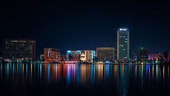 Cities, Night, City, Building, Lights, Reflection HD wallpaper