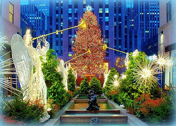 ★Rockefeller Christmas Tree★, celebrations, winter, holidays, Center in New York, festival, traditional art, snow, sparkle, happiness, architecture, lighting, xmas trees, attractions in dreams, greetings, creative pre-made, angels, love four seasons, christmas, trumpets, xmas and new year HD wallpaper