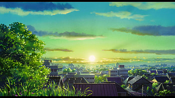 Cityscape City Town Anime Scenery Background HD wallpaper
