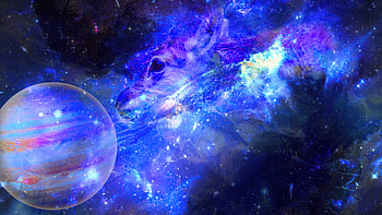 Galaxy Deer , galaxy, digital-universe, space, deer, deviantart HD wallpaper