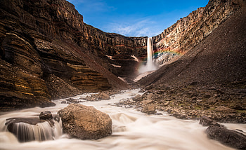 Hengifoss Iceland , iceland, nature, rainbow HD wallpaper