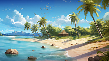 Tropical Artistic Beach Paradise, tropics, artistic, beach HD wallpaper