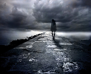 Where the sea ends, girl, model, shadow, alone HD wallpaper