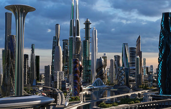 Future city concept, Dovjan D. artwork, Original artwork, Sci-fi cityscape HD wallpaper