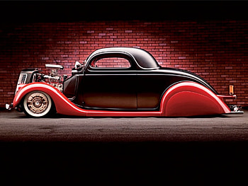 1936 Ford 3 Win Coupe, hotrod, red HD wallpaper
