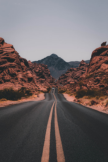 Valley, rocks, mountains, road, highway HD phone wallpaper