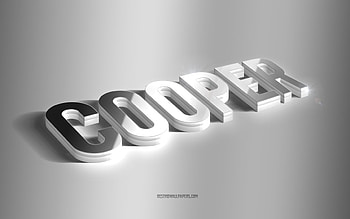 Cooper, silver 3d art, gray background, with names, Cooper name, Cooper greeting card, 3d art, with Cooper name HD wallpaper