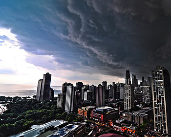 Storm, clouds, dark, town HD wallpaper