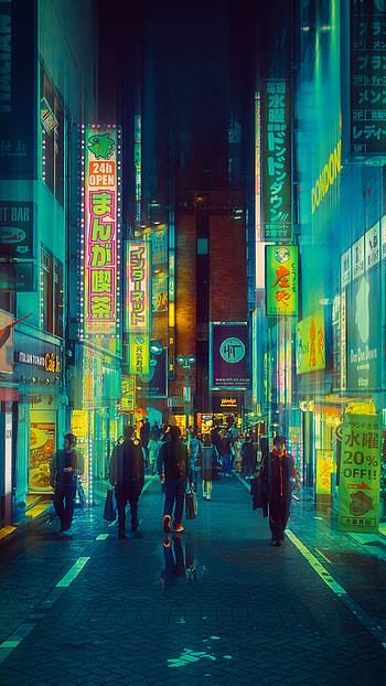 Cyberpunk Tokyo, Futuristic city, Neon lights, Technological marvels HD phone wallpaper