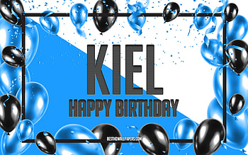 Happy Birtay Kiel, Birtay Balloons Background, Kiel, with names, Kiel Happy Birtay, Blue Balloons Birtay Background, Kiel Birtay HD wallpaper