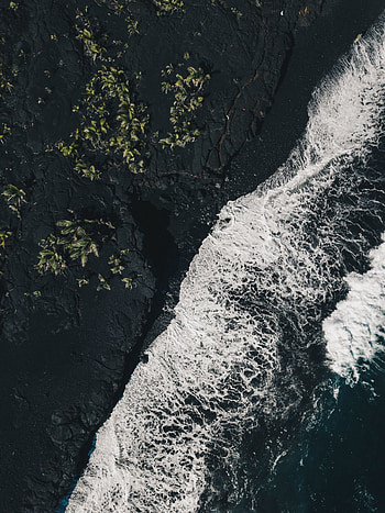Nature, Sea, Rocks, View From Above, Dark, Ocean, Foam, Surf HD phone wallpaper