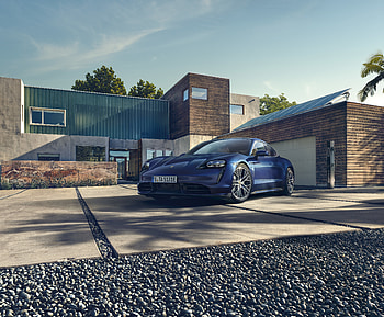 Porsche Taycan Turbo, 2019 car, blue HD wallpaper