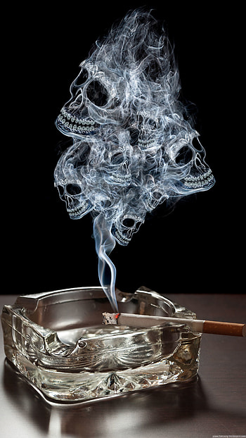 Smoke Skulls Ashtray Burning Cigarette 6 Plus HD phone wallpaper