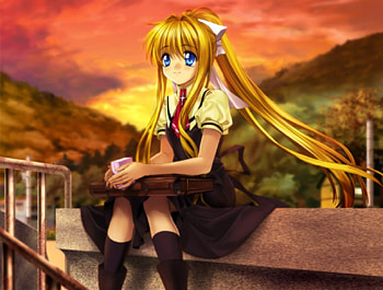 ~Beautiful Dreamer~, blue eyes, Air, misuzu, blonde, anime, gazing, long hair, daydreaming HD wallpaper