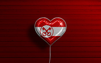 I Love Leiden, , realistic balloons, red wooden background, Day of Leiden, dutch cities, flag of Leiden, Netherlands, balloon with flag, Leiden flag, Leiden HD wallpaper