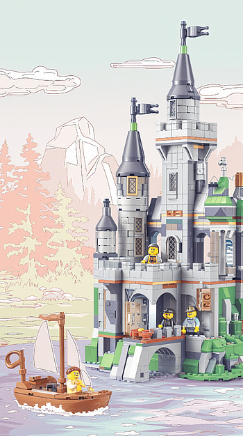 Lego Castle Adventure: A Whimsical , lego, castle, boat, adventure, building HD phone wallpaper