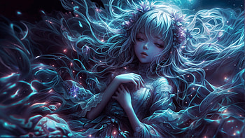 Ethereal Slumber: Ghostly Anime Girl Beneath the Waves –, underwater, sleeping, Anime HD wallpaper