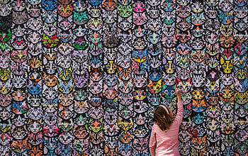 Cats, Art, Miscellanea, Miscellaneous, Wall, Child HD wallpaper