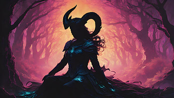 Devil, devil, forest, dark, horns, woman HD wallpaper